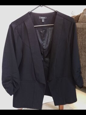 Torrid Black Open-Front Ruched-Sleeve Blazer